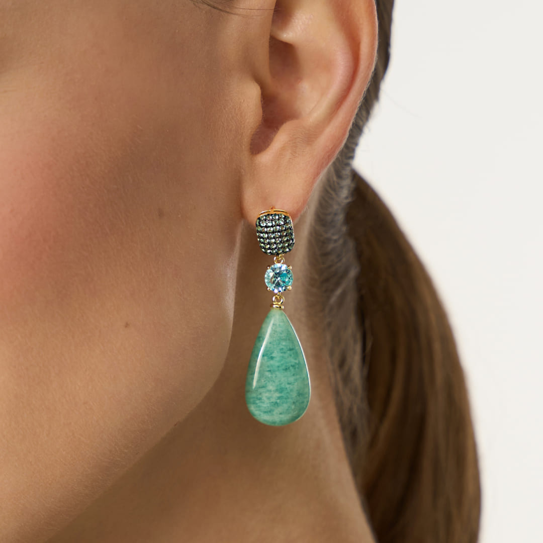 Серебряные серьги с амазонитами